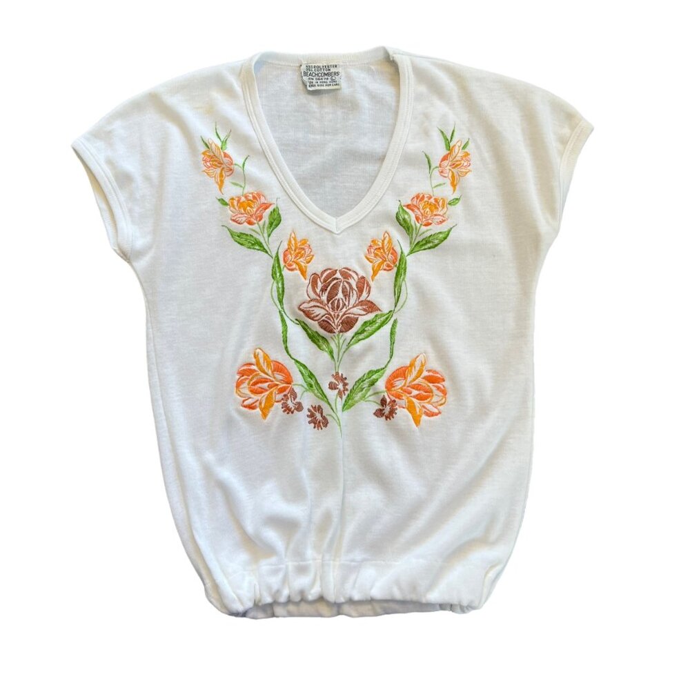 Vintage Beachcombers Floral Embroidered Super Soft Tee S